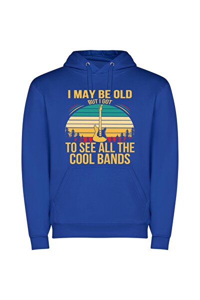 iLovePrints Cool Bands: Timeless Memories Φούτερ με κουκούλα σε χρώμα Μπλε