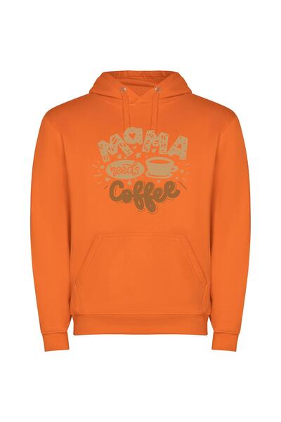 iLovePrints Mama's Yummy Coffee Cup Φούτερ με κουκούλα σε χρώμα Πορτοκαλί
