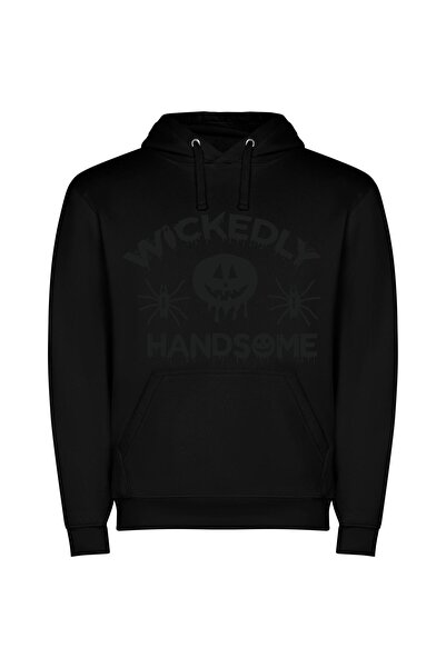 iLovePrints Whacky Jack-O-Lantern Elegance Φούτερ με κουκούλα σε χρώμα Μαύρο