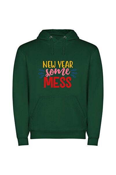iLovePrints Sparkling Chaos: New Year Φούτερ με κουκούλα σε χρώμα Πράσινο