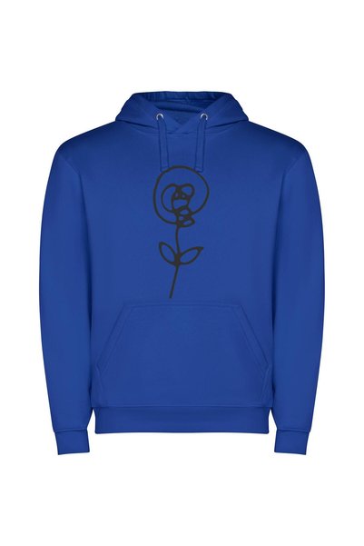 iLovePrints Whimsical Line Blossom Φούτερ με κουκούλα σε χρώμα Μπλε