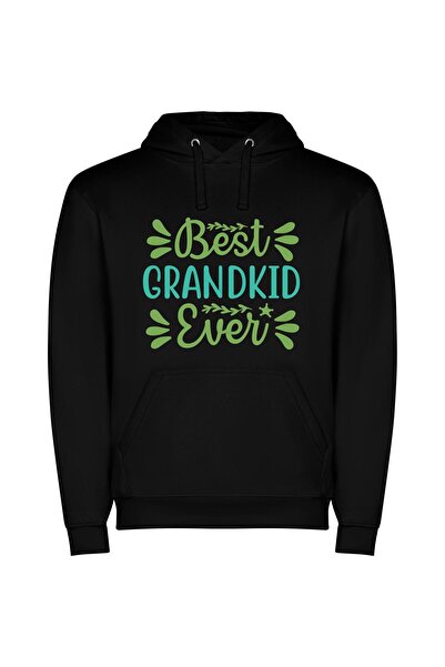 iLovePrints Grandkid: The Ultimate Trophy! Φούτερ με κουκούλα σε χρώμα Μαύρο