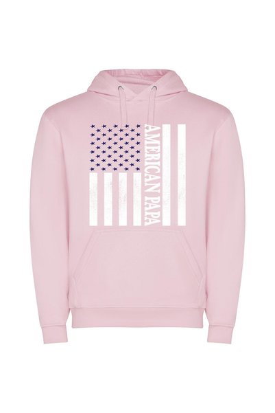 iLovePrints Stellar White Flag Φούτερ με κουκούλα σε χρώμα Ροζ