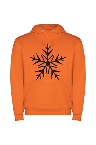 iLovePrints Winter's Mystical Snowflake Φούτερ με κουκούλα σε χρώμα Πορτοκαλί