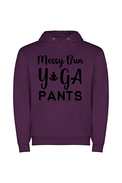 iLovePrints Chic Messy Pants Sign Φούτερ με κουκούλα σε χρώμα Μωβ