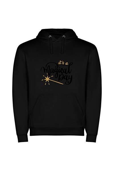 iLovePrints Gilded Magical Wonder Φούτερ με κουκούλα σε χρώμα Μαύρο