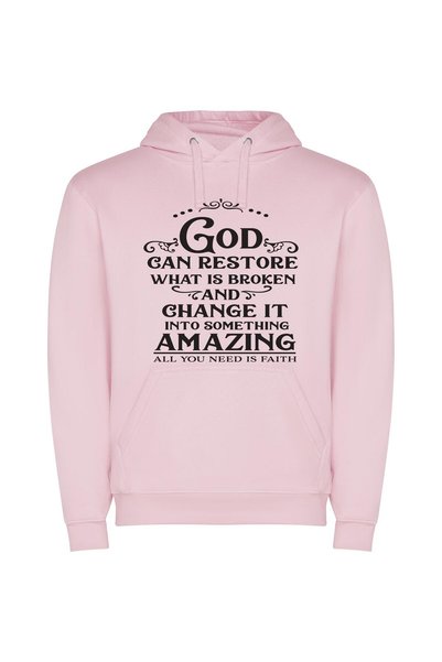 iLovePrints Divine Masterpiece Restored Φούτερ με κουκούλα σε χρώμα Ροζ