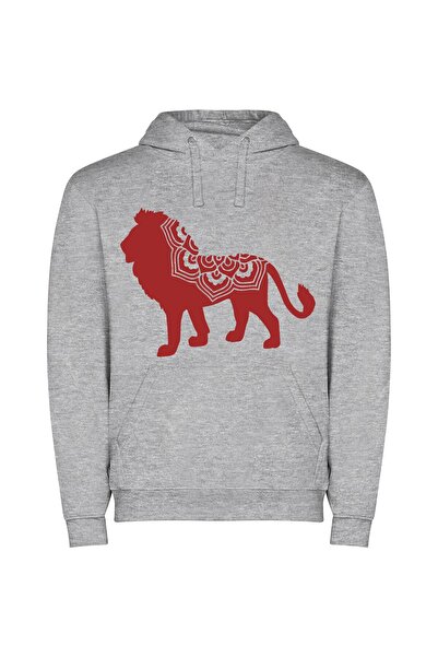 iLovePrints Fiery Mane Illustrator Portrait Φούτερ με κουκούλα σε χρώμα Γκρι