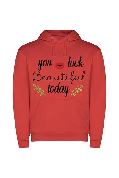 iLovePrints Gorgeous Today Φούτερ με κουκούλα σε χρώμα Κόκκινο