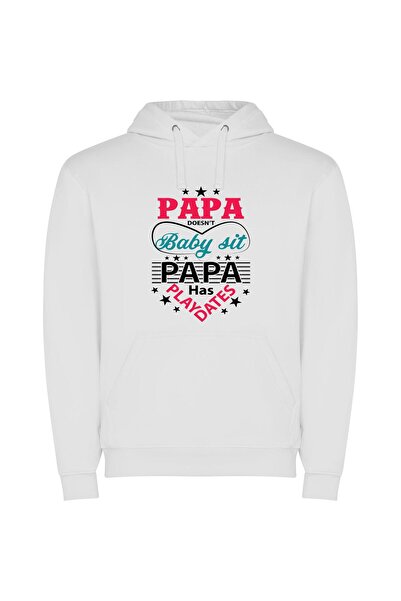 iLovePrints Papa's Baby Sit Combo Φούτερ με κουκούλα σε χρώμα Λευκό