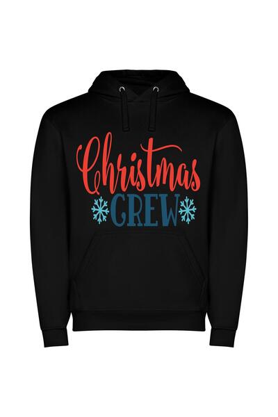 iLovePrints Colorful Christmas Crew Creation Φούτερ με κουκούλα σε χρώμα Μαύρο