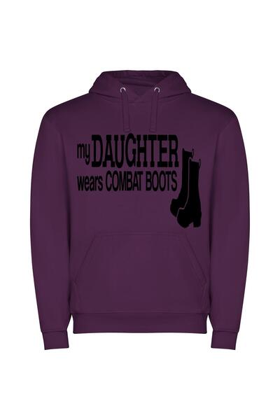 iLovePrints Daughter's Fearless Combat Style Φούτερ με κουκούλα σε χρώμα Μωβ