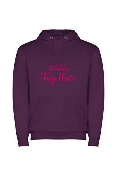 iLovePrints Eternal union: Handwritten elegance Φούτερ με κουκούλα σε χρώμα Μωβ