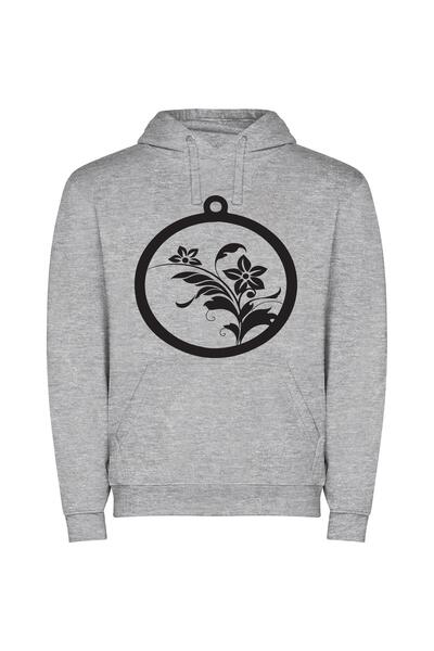 iLovePrints Elegant Floral Silhouette Φούτερ με κουκούλα σε χρώμα Γκρι