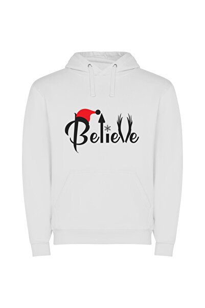 iLovePrints Believe in Merry Magic Φούτερ με κουκούλα σε χρώμα Λευκό