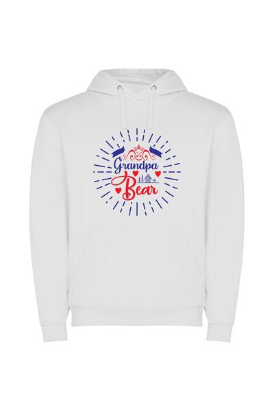 iLovePrints Grandpa Bear's Patriotic Sign Φούτερ με κουκούλα σε χρώμα Λευκό