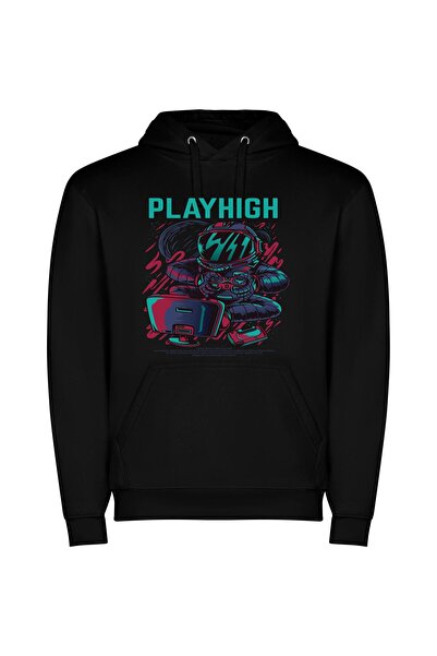 iLovePrints Gloved Guardian: Cosmic Cyberpunk Φούτερ με κουκούλα σε χρώμα Μαύρο