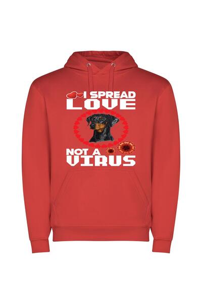 iLovePrints Pandemic Pooch Lovefest Φούτερ με κουκούλα σε χρώμα Κόκκινο