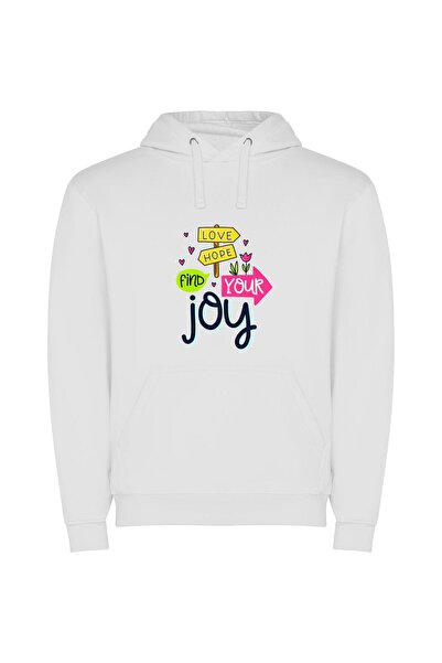 iLovePrints Pure Joy Sign Φούτερ με κουκούλα σε χρώμα Λευκό