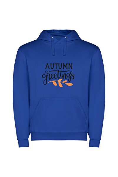 iLovePrints Autumnal Elegance Collection Φούτερ με κουκούλα σε χρώμα Μπλε