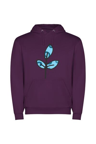 iLovePrints Serene Blue Blossom Φούτερ με κουκούλα σε χρώμα Μωβ