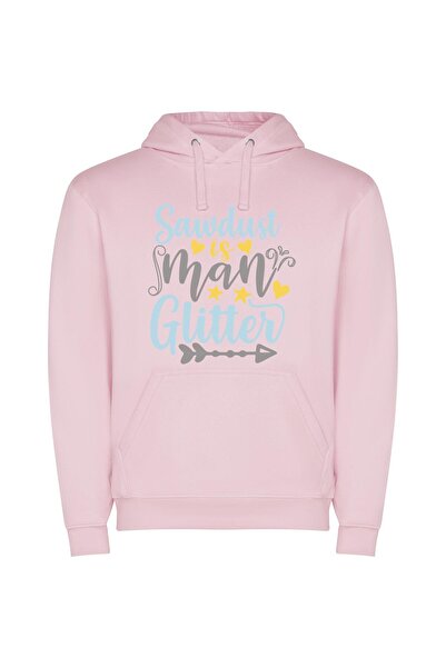 iLovePrints Glamourized Sawdust Sparkles Φούτερ με κουκούλα σε χρώμα Ροζ