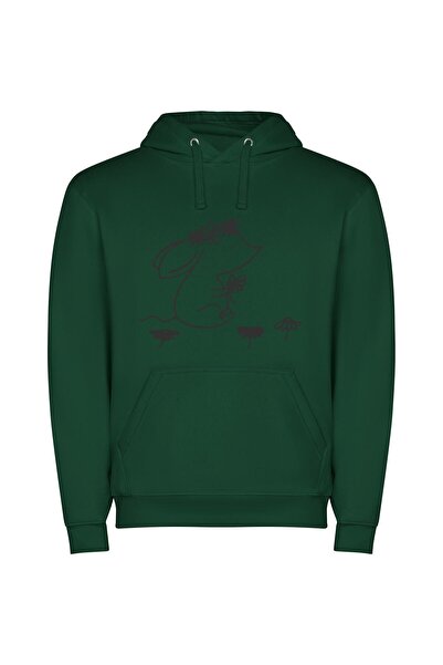 iLovePrints Bunny's Floral Delight Φούτερ με κουκούλα σε χρώμα Πράσινο