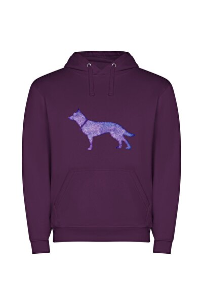 iLovePrints Ethereal Holographic Canine Φούτερ με κουκούλα σε χρώμα Μωβ