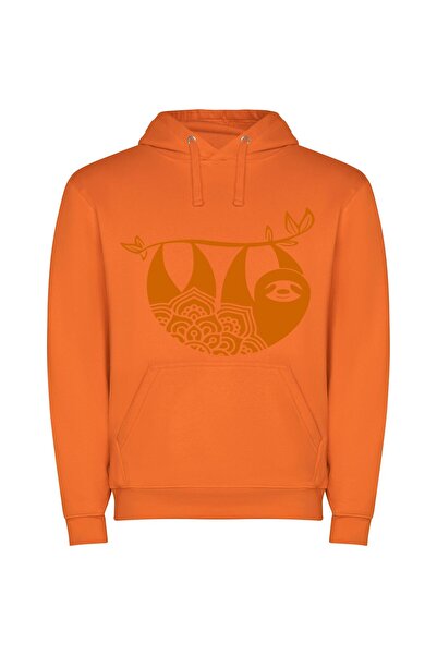 iLovePrints Sloth Swirls: Adobe Illustrator Φούτερ με κουκούλα σε χρώμα Πορτο...