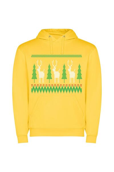 iLovePrints Ugly Chic Christmas Sweater Φούτερ με κουκούλα σε χρώμα Κίτρινο
