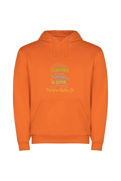 iLovePrints Chasing the Rainbow Glow Φούτερ με κουκούλα σε χρώμα Πορτοκαλί