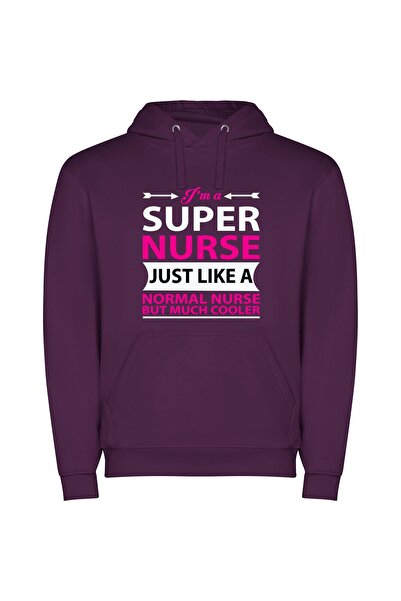 iLovePrints Cool Super Nurse Φούτερ με κουκούλα σε χρώμα Μωβ