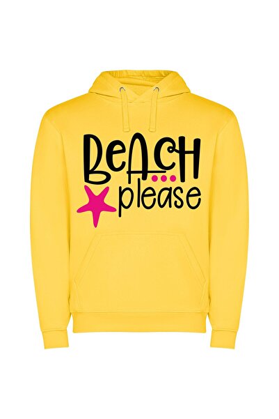 iLovePrints Beach Please: Peaceful Paradise Φούτερ με κουκούλα σε χρώμα Κίτρινο