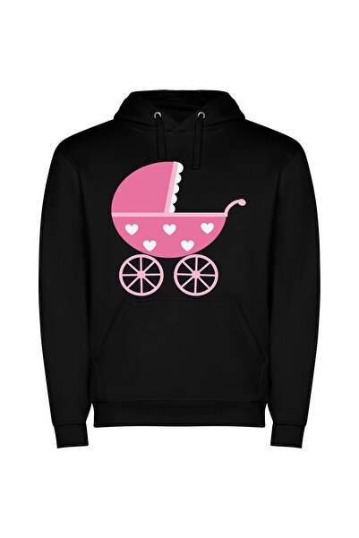 iLovePrints Charming Heart-Studded Baby Carriage Φούτερ με κουκούλα σε χρώμα ...