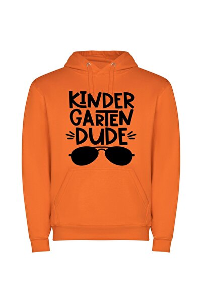 iLovePrints Garden Rude Teaser Sticker Φούτερ με κουκούλα σε χρώμα Πορτοκαλί