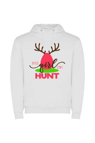 iLovePrints Hunting Girl's Lush Antlers Φούτερ με κουκούλα σε χρώμα Λευκό