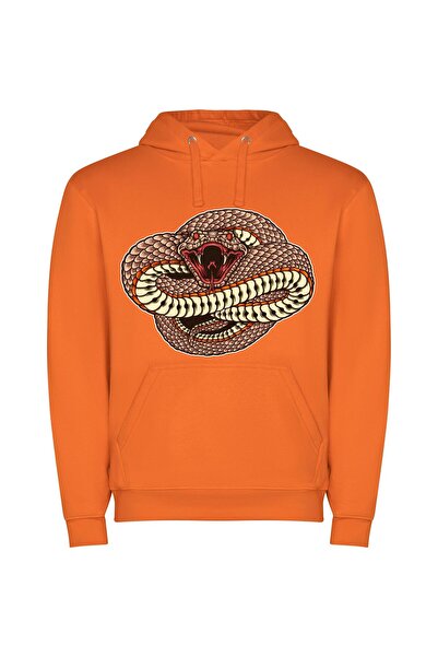 iLovePrints Exquisite Snake Portraits Φούτερ με κουκούλα σε χρώμα Πορτοκαλί