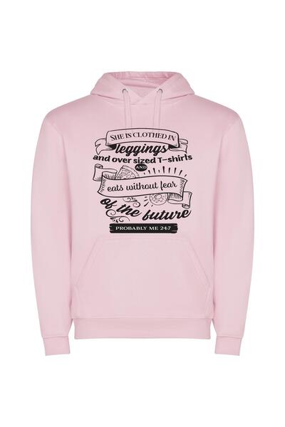 iLovePrints Fearless in Black and White Φούτερ με κουκούλα σε χρώμα Ροζ