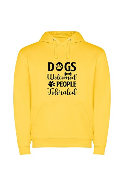 iLovePrints Pawsitive Welcome: Dogs Only Φούτερ με κουκούλα σε χρώμα Κίτρινο