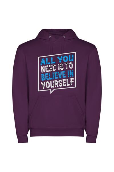 iLovePrints Power of Self-Belief Φούτερ με κουκούλα σε χρώμα Μωβ
