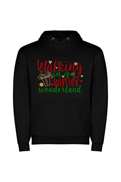 iLovePrints Wandering Wonderland Grows Warm Φούτερ με κουκούλα σε χρώμα Μαύρο