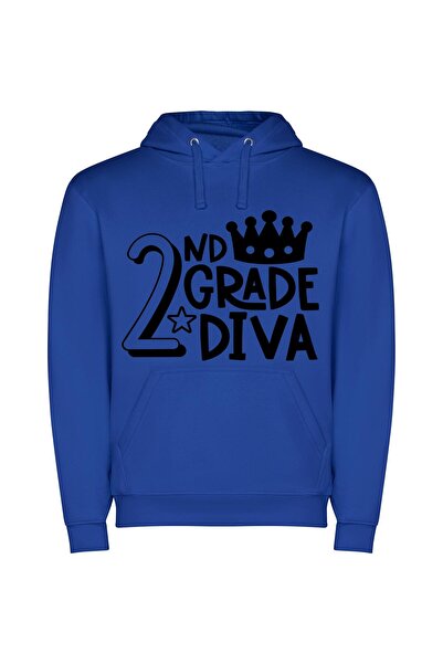 iLovePrints Grade 2B: Timeless Elegance Φούτερ με κουκούλα σε χρώμα Μπλε