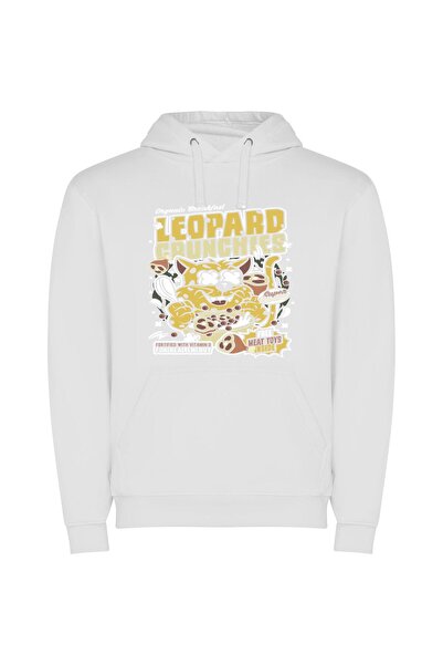 iLovePrints Feline Feast Fantasia Φούτερ με κουκούλα σε χρώμα Λευκό