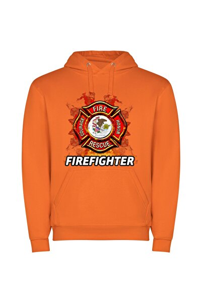 iLovePrints Fierce Chicago Fire Emblem Φούτερ με κουκούλα σε χρώμα Πορτοκαλί