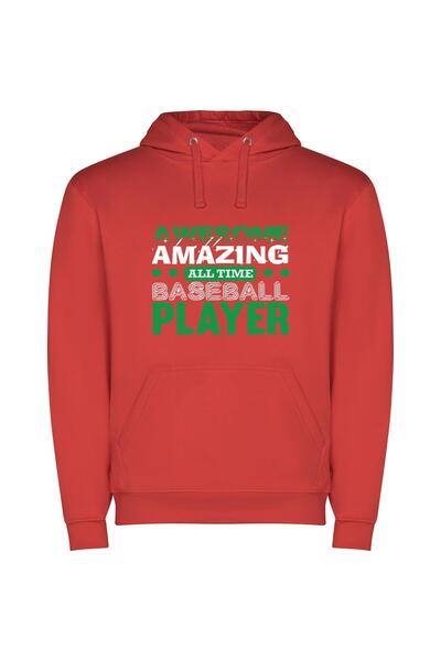 iLovePrints Stunning Baseball Awesome Player Φούτερ με κουκούλα σε χρώμα Κόκκινο