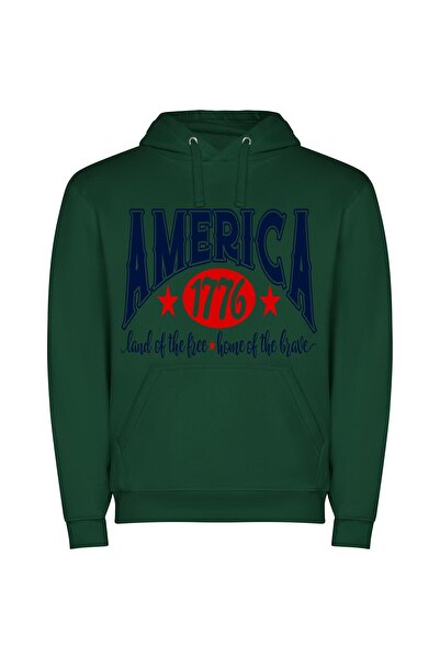 iLovePrints 776 Colors of Americana Φούτερ με κουκούλα σε χρώμα Πράσινο