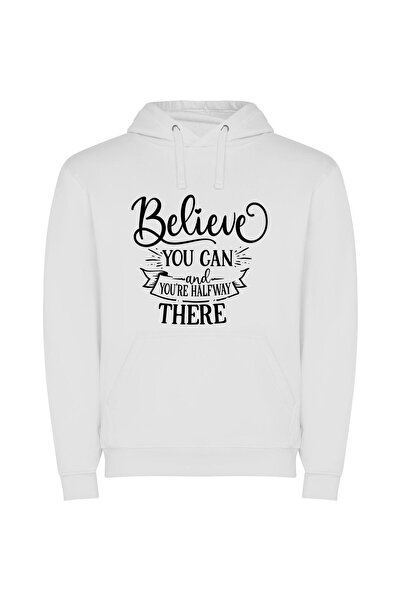 iLovePrints Believe, Conquer, Inspire Φούτερ με κουκούλα σε χρώμα Λευκό