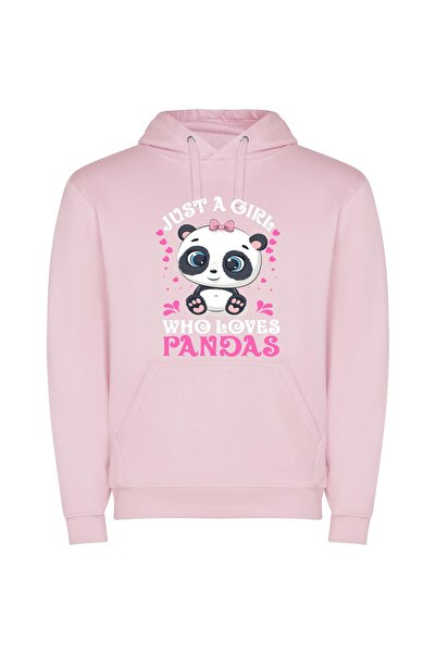 iLovePrints Bow-Wearing Adorable Giant Panda Φούτερ με κουκούλα σε χρώμα Ροζ