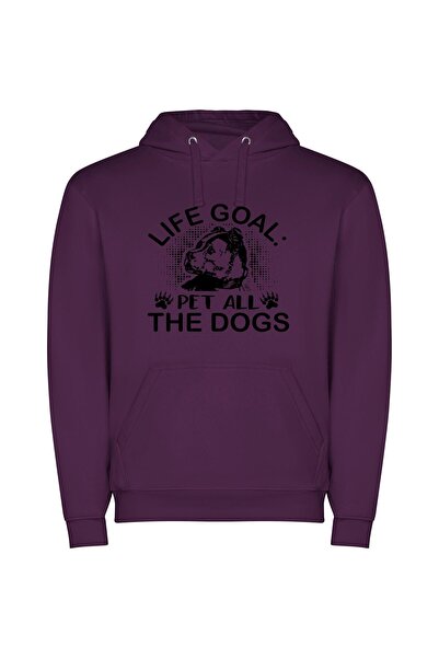 iLovePrints Dogs: The Life Goal Φούτερ με κουκούλα σε χρώμα Μωβ