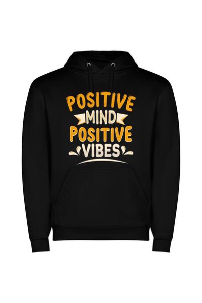 iLovePrints Positive Vibe Express Φούτερ με κουκούλα σε χρώμα Μαύρο